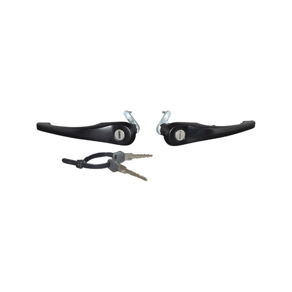 Door handle set with lock cylinder and keys, black, left/right. Not for models with central locking (Porsche 911 - 1989-1994)