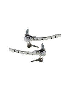  Door handle set with custom drilled holes, chrome, left/right, with lock cylinder and key (Porsche 911/912 - 1965-1969)