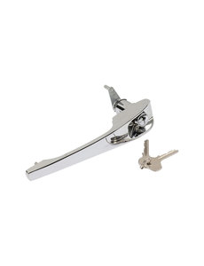  Door handle with lock cylinder and key, new, OE quality, chrome, left (Porsche 911/912 - 1965-1969)
