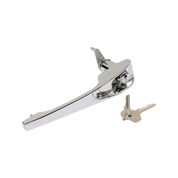 Door handle with lock cylinder and key, new, OE quality, chrome, left (Porsche 911/912 - 1965-1969)