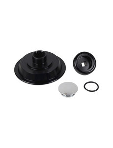  Door knob set, one side, alu, black anodized with chrome cap (Porsche 911 - 1974-1986)