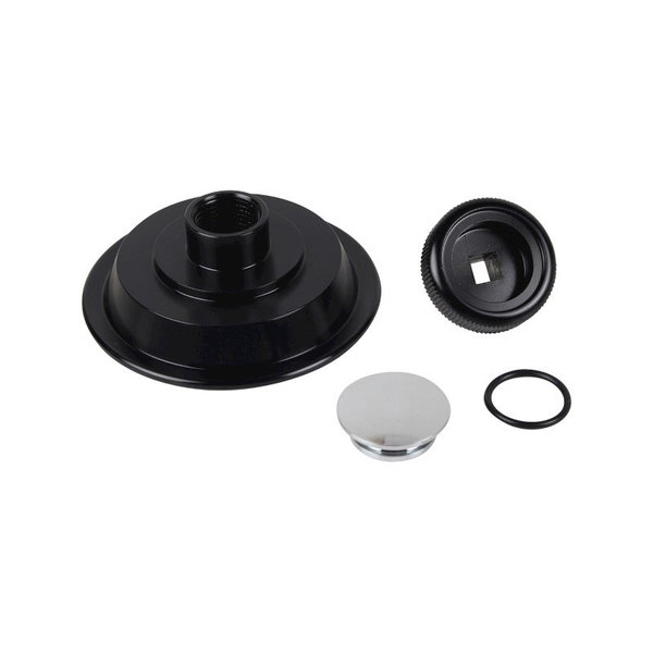 Door knob set, one side, alu, black anodized with chrome cap (Porsche 911 - 1974-1986)