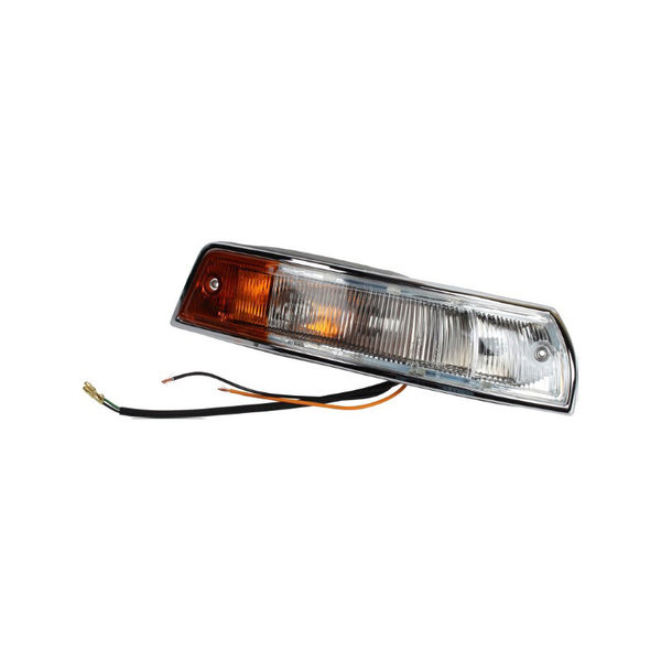 Turn signal light, complete, yellow/white, front, left, with E-mark (Porsche 911/912 - 1965-1969)