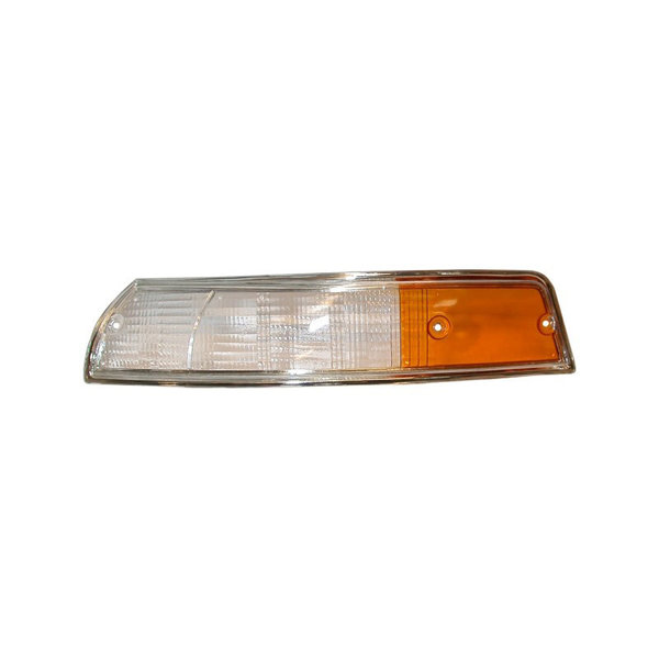 Turn signal light lens, front, EU, chrome rim, white/yellow, left, with E-mark (Porsche 911 - 1970-1973)