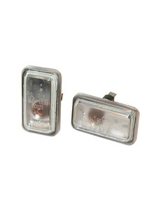  Turn signal light set, left/right 2 pcs, side, chrome/clear (Porsche 911 - 1970-1989 / Porsche 911/912 - 1965-1969 / Porsche 924 - 1976-1988)