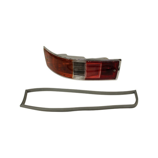 Tail light, EU version, with housing and rubber seal, yellow/clear/red, left, with E-mark (Porsche 911/912 - 1965-1969)