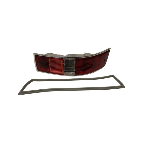 Tail light, US version, with housing and rubber seal, red/clear/red, right, without E-mark (Porsche 912 - 1965-1969)