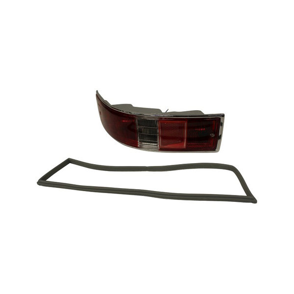 Tail light, US version, with housing and rubber seal, red/clear/red, left, without E-mark (Porsche 911/912 - 1965-1969)