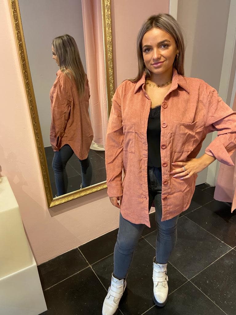 Blouse oversized rib oud roze - MC 