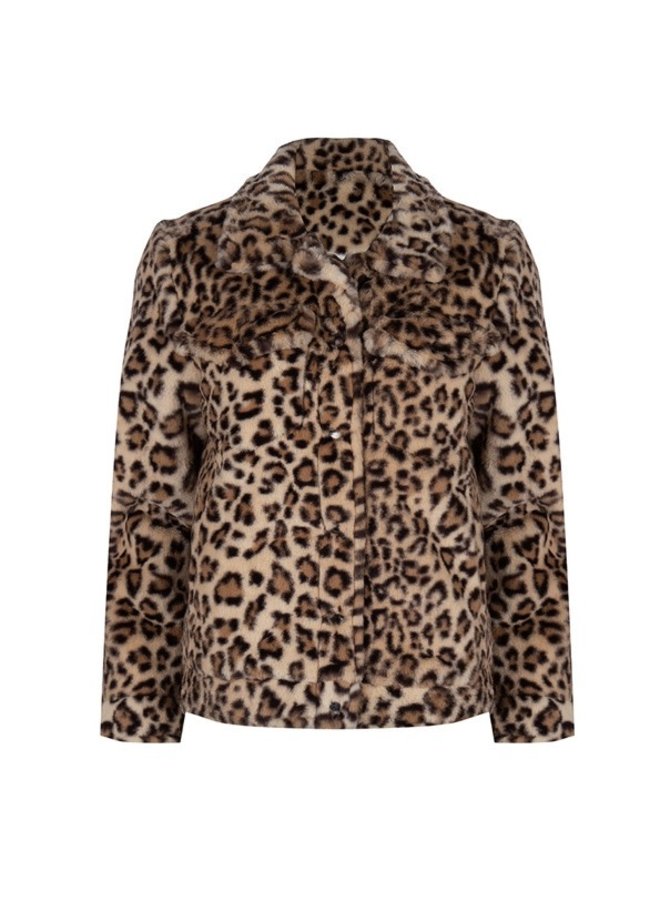Coat fake fur leopard
