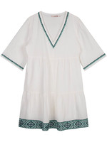EsQualo Dress v neck embroidery off white