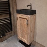 Toilet fontein compleet - White Wash teak