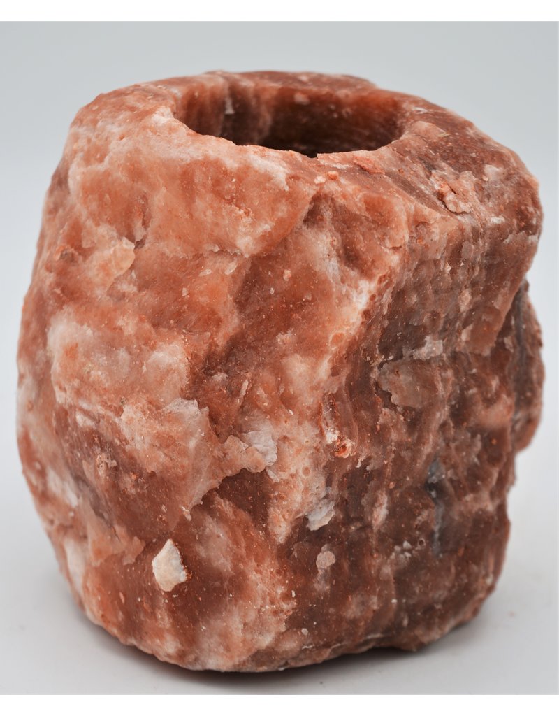 . Red salt stone tea light holder