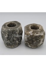 . Gray / black salt stone tea light holder