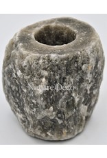 . Gray / black salt stone tea light holder