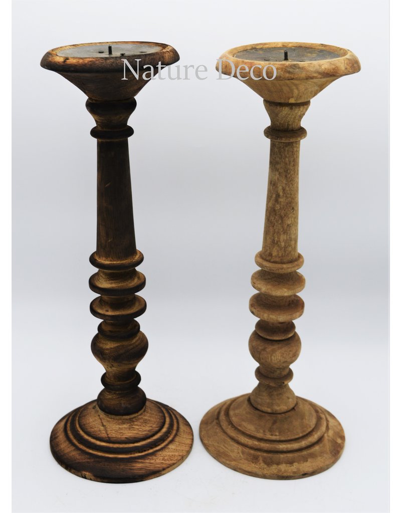 . Wooden candle stand  large blanco