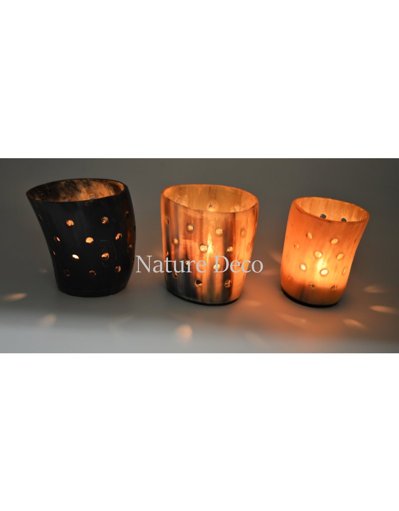 . Horn tea light holder with dots