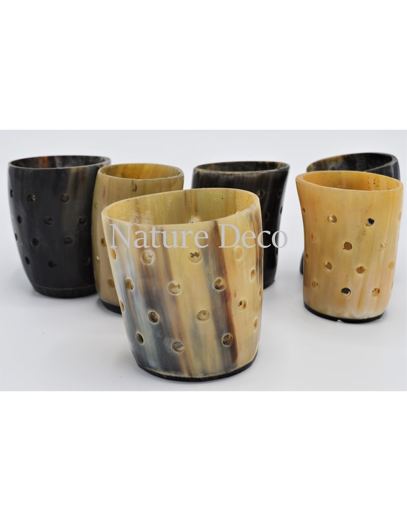 . Horn tea light holder with dots