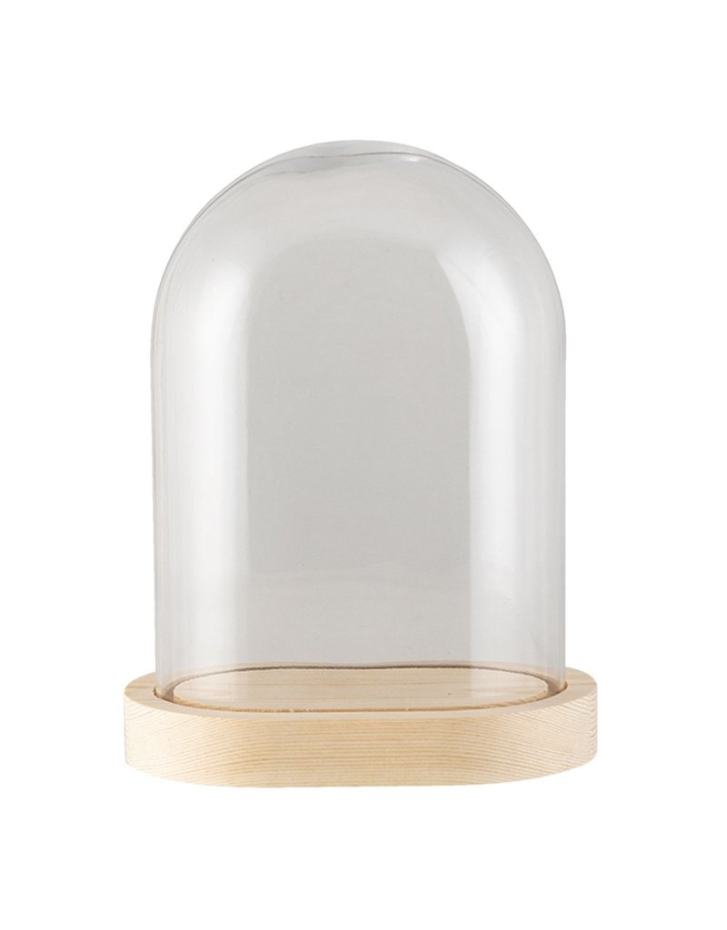 . Glass dome oval blanco 17x12x23 cm