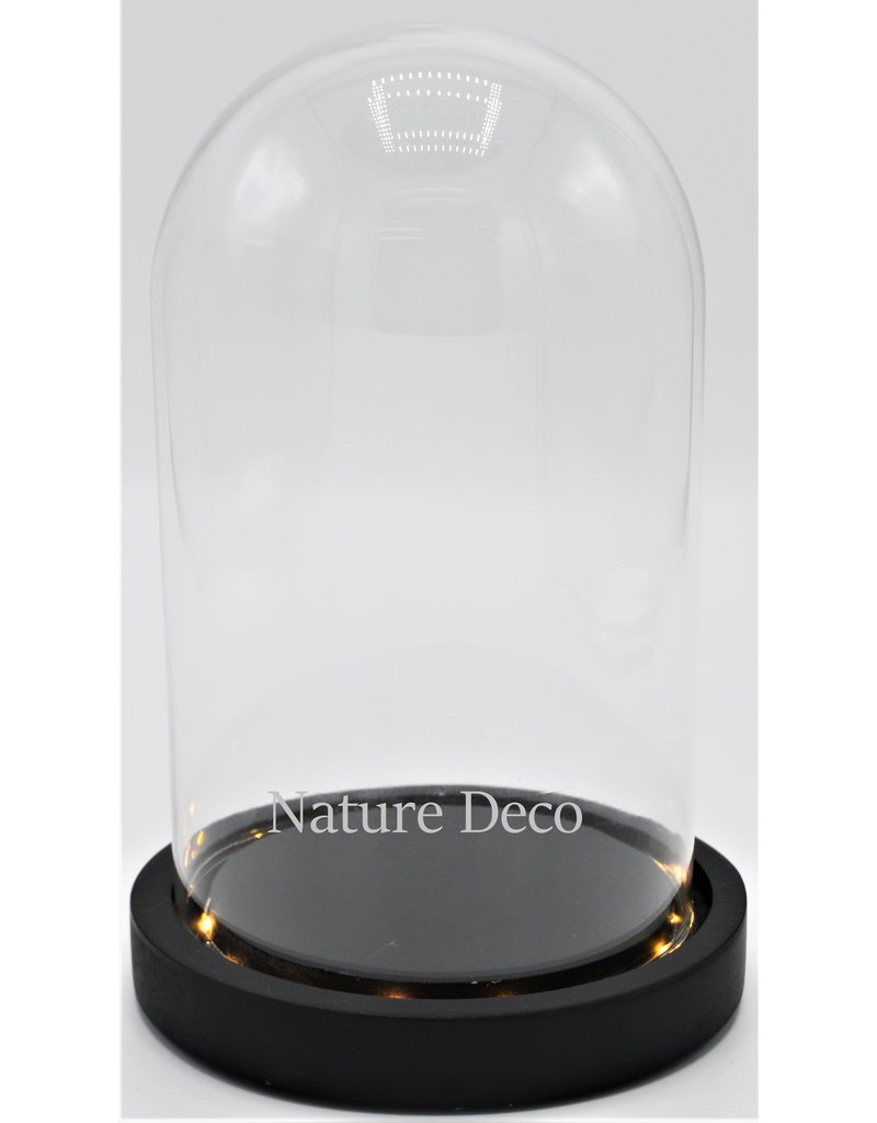 . Glass dome black LED medium 14 x 22cm