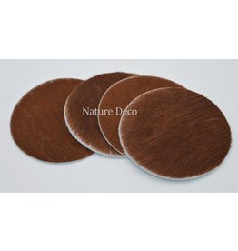 . Cow hide coaster round