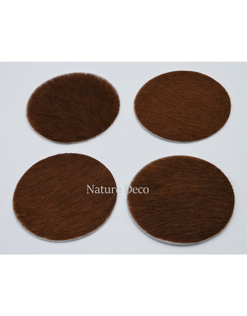 . Cow hide coaster round 10cm