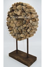 . Driftwood decoration circle on stand 45cm