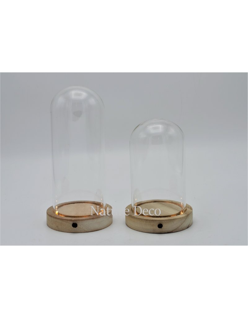 Nature Deco Glass dome blanco wood LED 10x15,5cm OFFER PRICE!