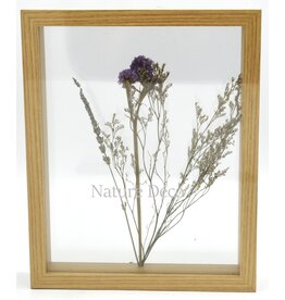 . Double glass frame dried flowers, 27x22cm, "purple"