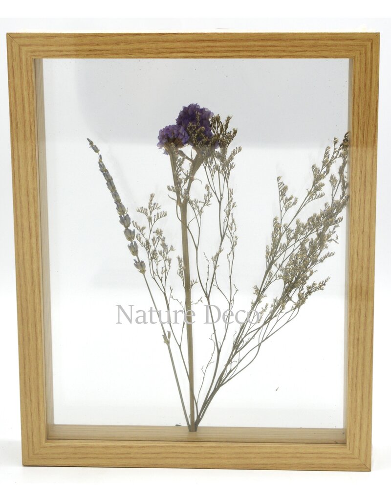 . Double glass frame  dried flowers, 27x22cm, "purple"