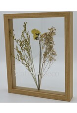 . Double glass frame  dried flowers, 27x22cm, "yellow"