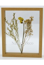 . Double glass frame  dried flowers, 27x22cm, "yellow"