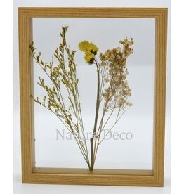 . Double glass frame dried flowers, 27x22cm, "yellow"