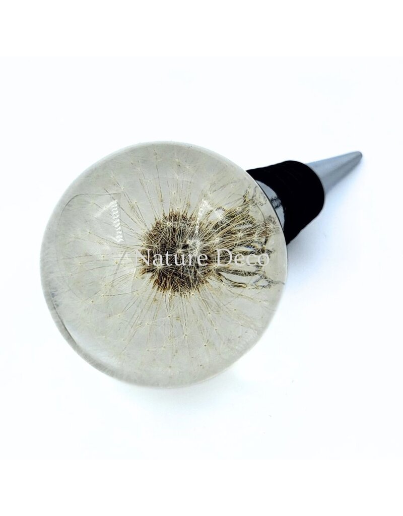 . Dandelion wine stopper in resin "sphere"