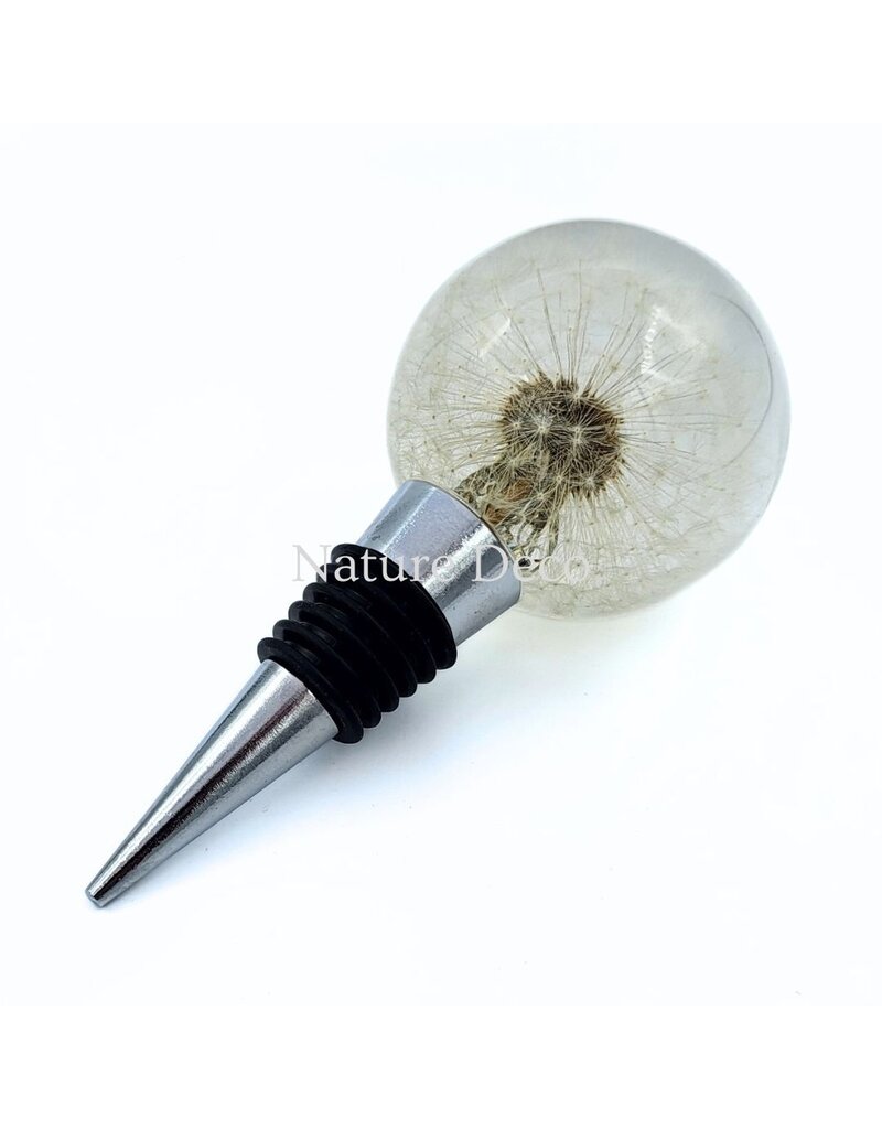 . Dandelion wine stopper in resin "sphere"