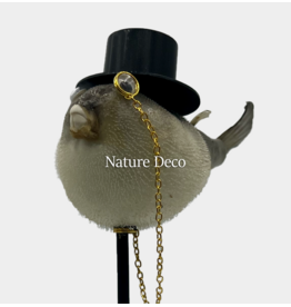 Nature Deco Meneer puffer vis op voet
