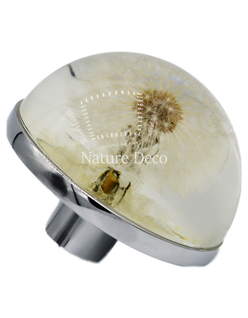 . Silver doorknob with dandelion
