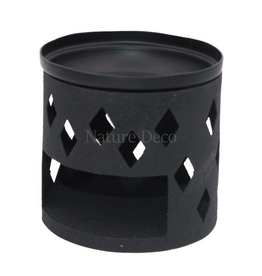 . Black metal fragrance burner