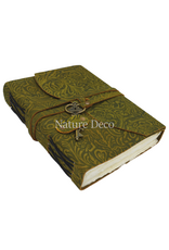 . Green leather notebook with a key