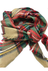 Driehoek Sjaal groen/rood multi ruit 19