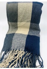 Vlakken sjaal blauw/beige 3