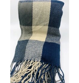 Vlakken sjaal blauw/beige 3