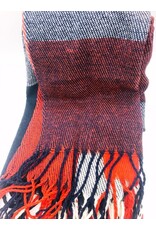 Vlakken sjaal donker rood/blauw 4