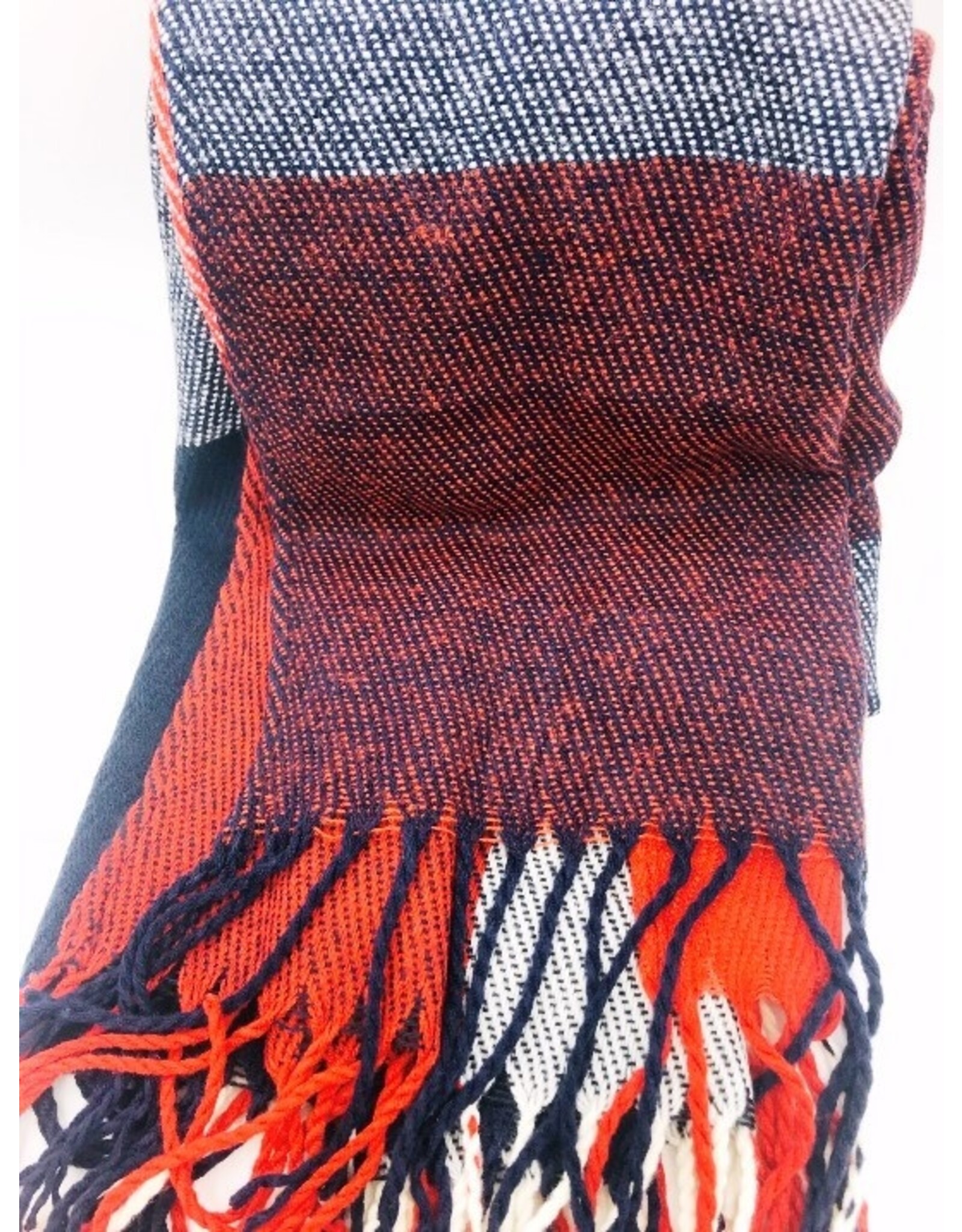 Vlakken sjaal donker rood/blauw 4