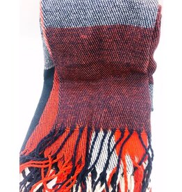 Vlakken sjaal donker rood/blauw 4