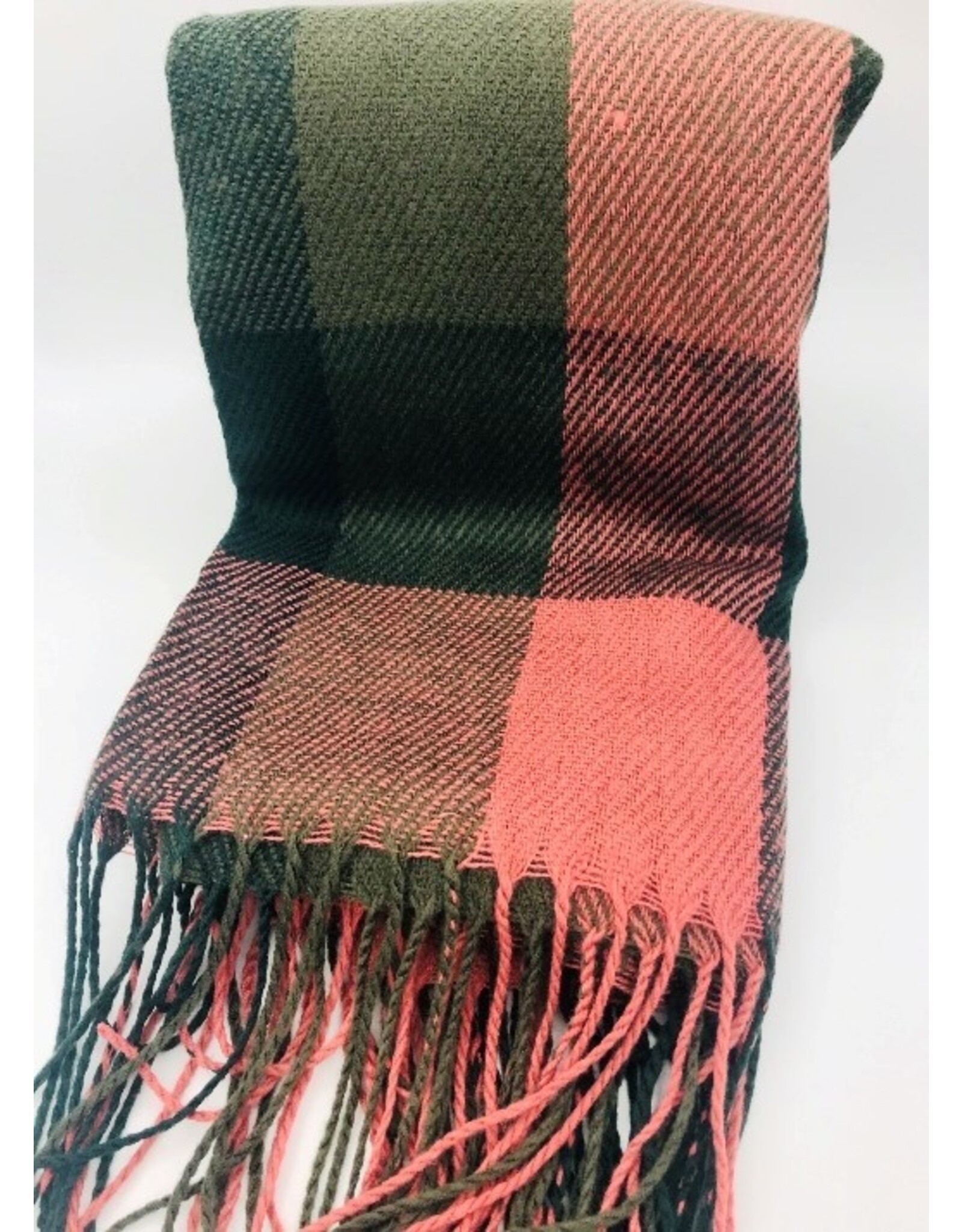 Vlakken sjaal groen/roze 2