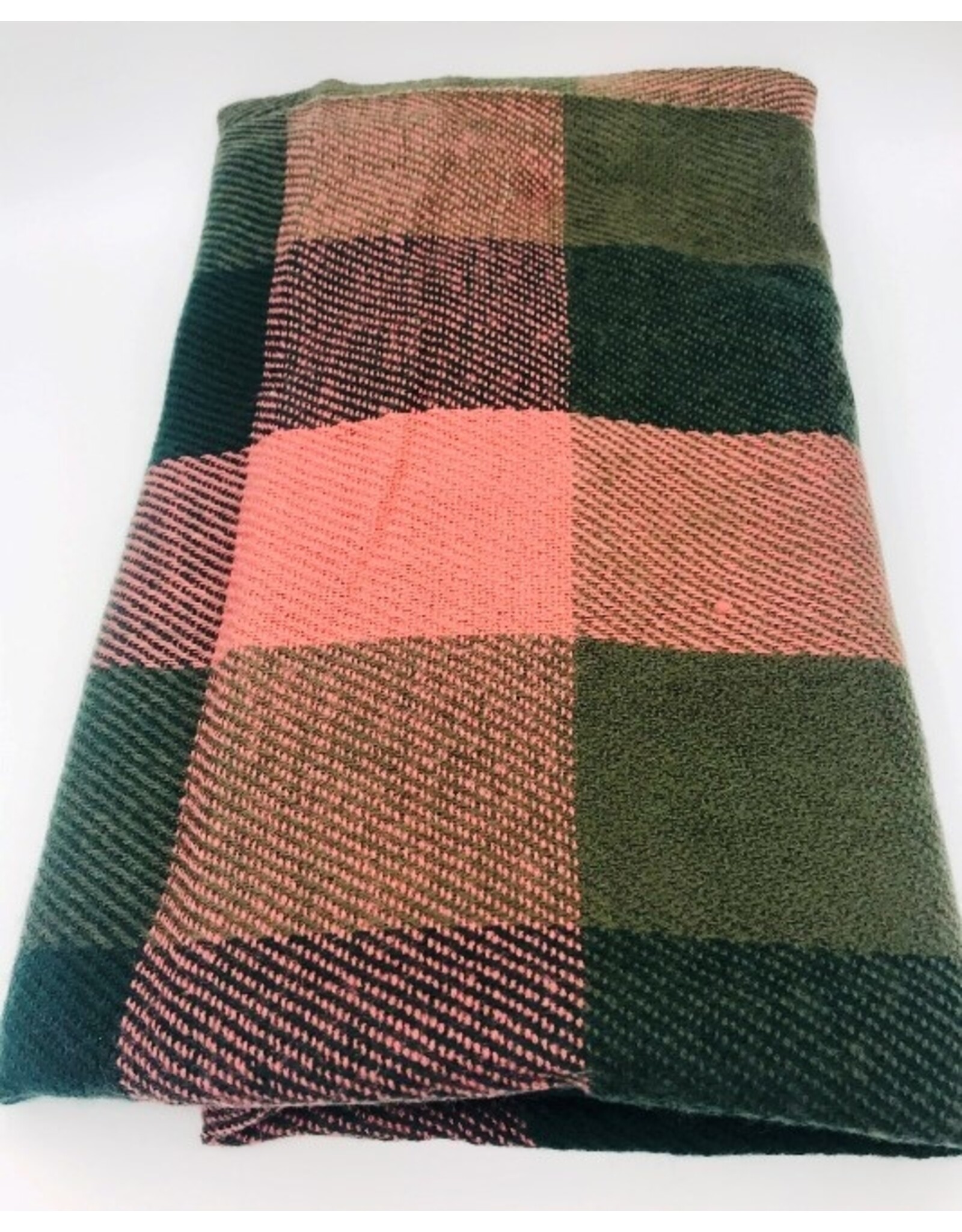 Vlakken sjaal groen/roze 2