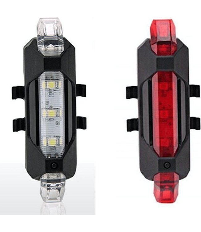 Geef energie Krankzinnigheid Executie LED Fietsverlichting Set - Voorlicht en Achterlicht - USB Oplaadbaar -  Zwart - Wielerkoopjes.nl