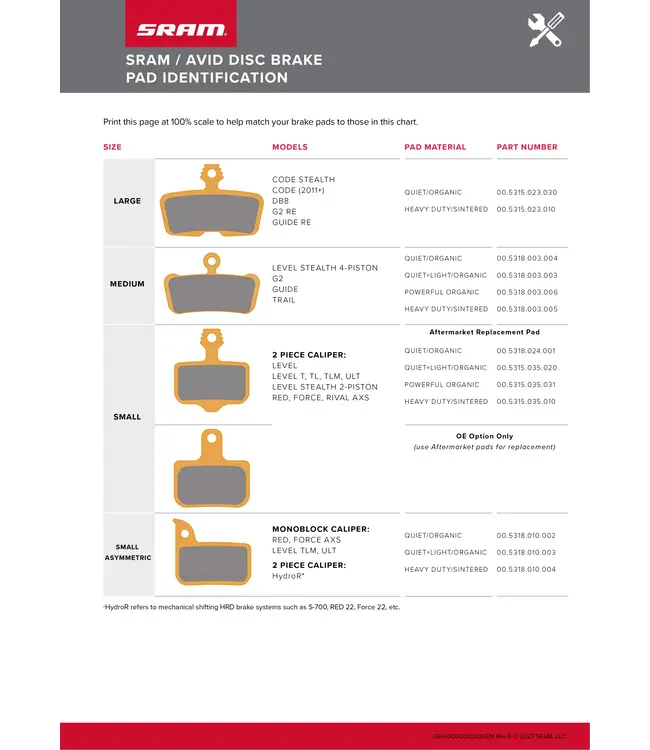 SRAM Level TLM/ULT Schijfremblok Disc