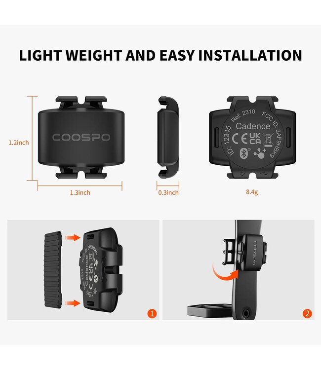 Cadanssensor geschikt voor Garmin, Wahoo, Hammerhead, Sigma, Mio, etc